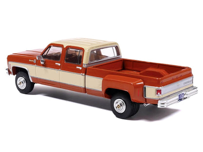 1975 Chevrolet Silverado K30 Crew Cab Dually Pickup Truck Grecian Bronze and Santa Fe Tan 1/64 Diecast Model Car by IXO Models-2