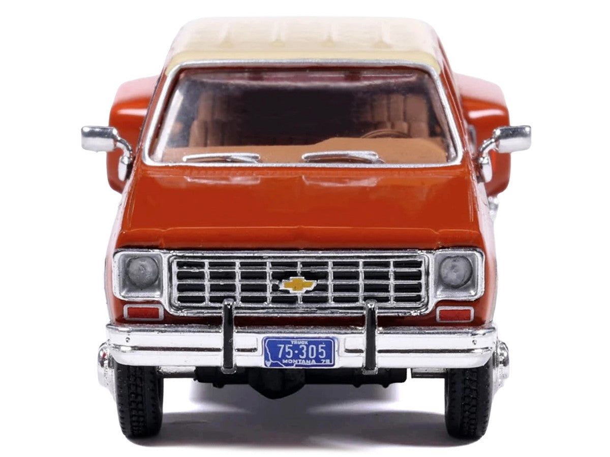 1975 Chevrolet Silverado K30 Crew Cab Dually Pickup Truck Grecian Bronze and Santa Fe Tan 1/64 Diecast Model Car by IXO Models-3