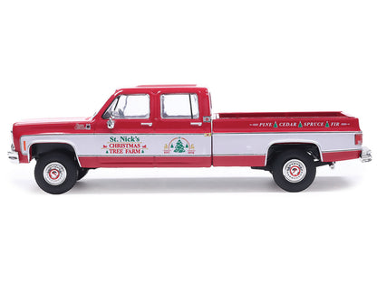 1976 GMC Sierra Grande K2500 Wideside Pickup Truck "St. Nick's Christmas Tree Farm" Red with White Sides "Christmas Limited Edition" 1/64 Diecast Model Car by IXO Models by IXO