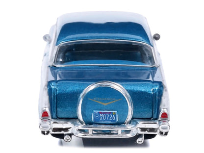 1957 Chevrolet Bel Air Sedan Harbor Blue Metallic with Blue Interior 1/64 Diecast Model Car by IXO Models-4