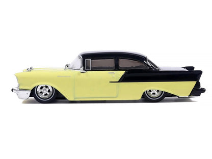 1957 Chevrolet One-Fifty Lowered Colonial Cream and Onyx Black 1/64 Diecast Model Car by IXO Models-1