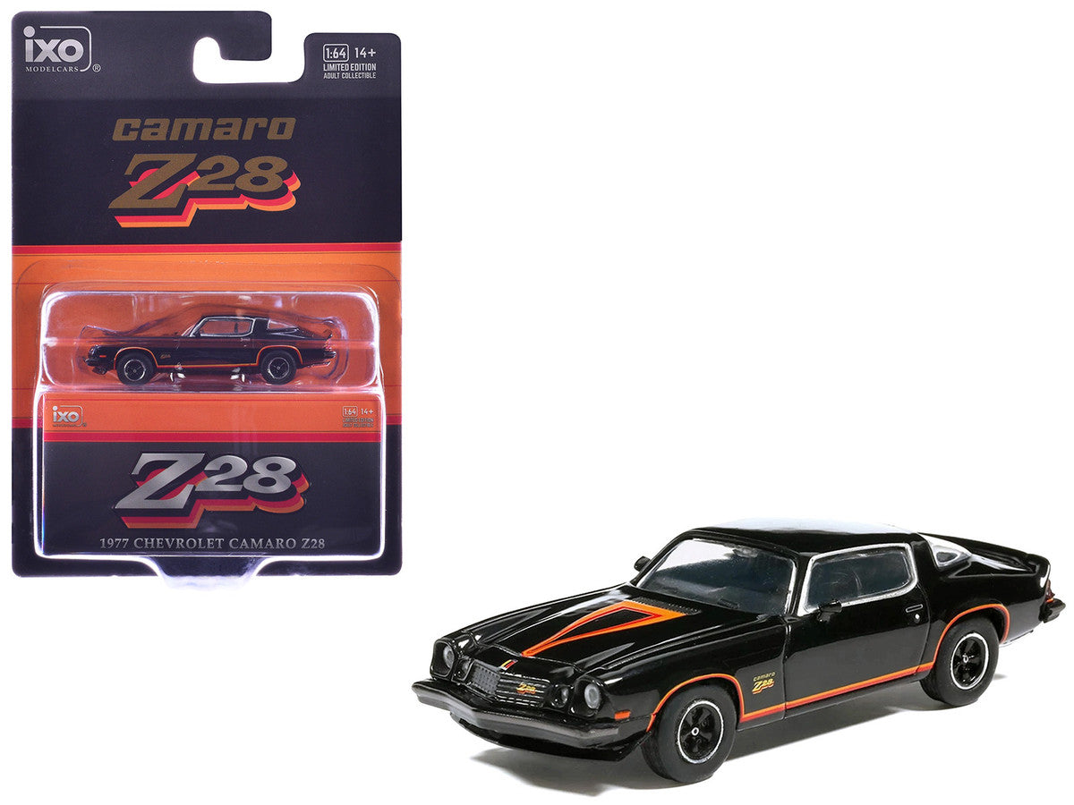 1977 Chevrolet Camaro Z28 Black with Stripes 1/64 Diecast Model Car by IXO Models-0