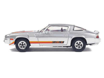 1979 Chevrolet Camaro Z28 Silver Metallic with Stripes and Red Interior 1/64 Diecast Model Car by IXO Models-1