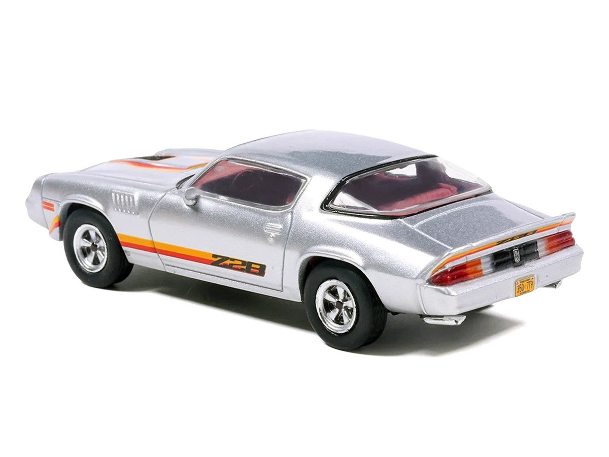 1979 Chevrolet Camaro Z28 Silver Metallic with Stripes and Red Interior 1/64 Diecast Model Car by IXO Models-2
