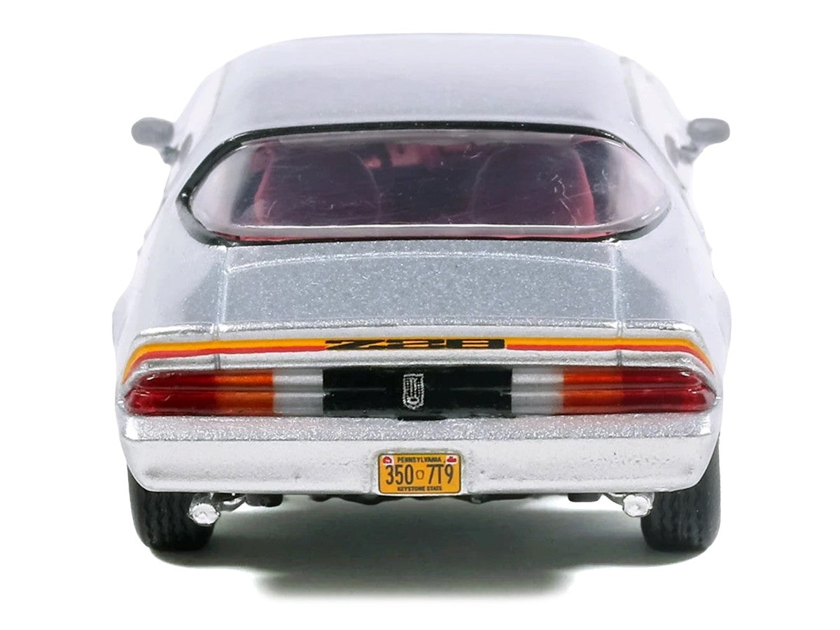 1979 Chevrolet Camaro Z28 Silver Metallic with Stripes and Red Interior 1/64 Diecast Model Car by IXO Models-4