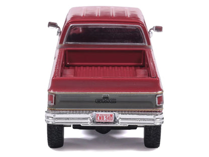 1977 GMC Sierra Grande K2500 Wideside Crew Cab Pickup Truck Dark Red Metallic with Gray Side Stripes 1/64 Diecast Model Car by IXO Models-4