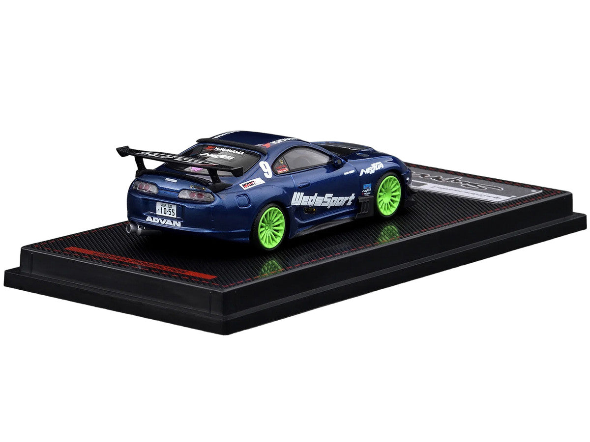 Toyota Supra (JZA80) RZ RHD (Right Hand Drive) #9 "WedsSport" Blue Metallic with Graphics 1/64 Diecast Model Car by Ignition Model by Ignition Model