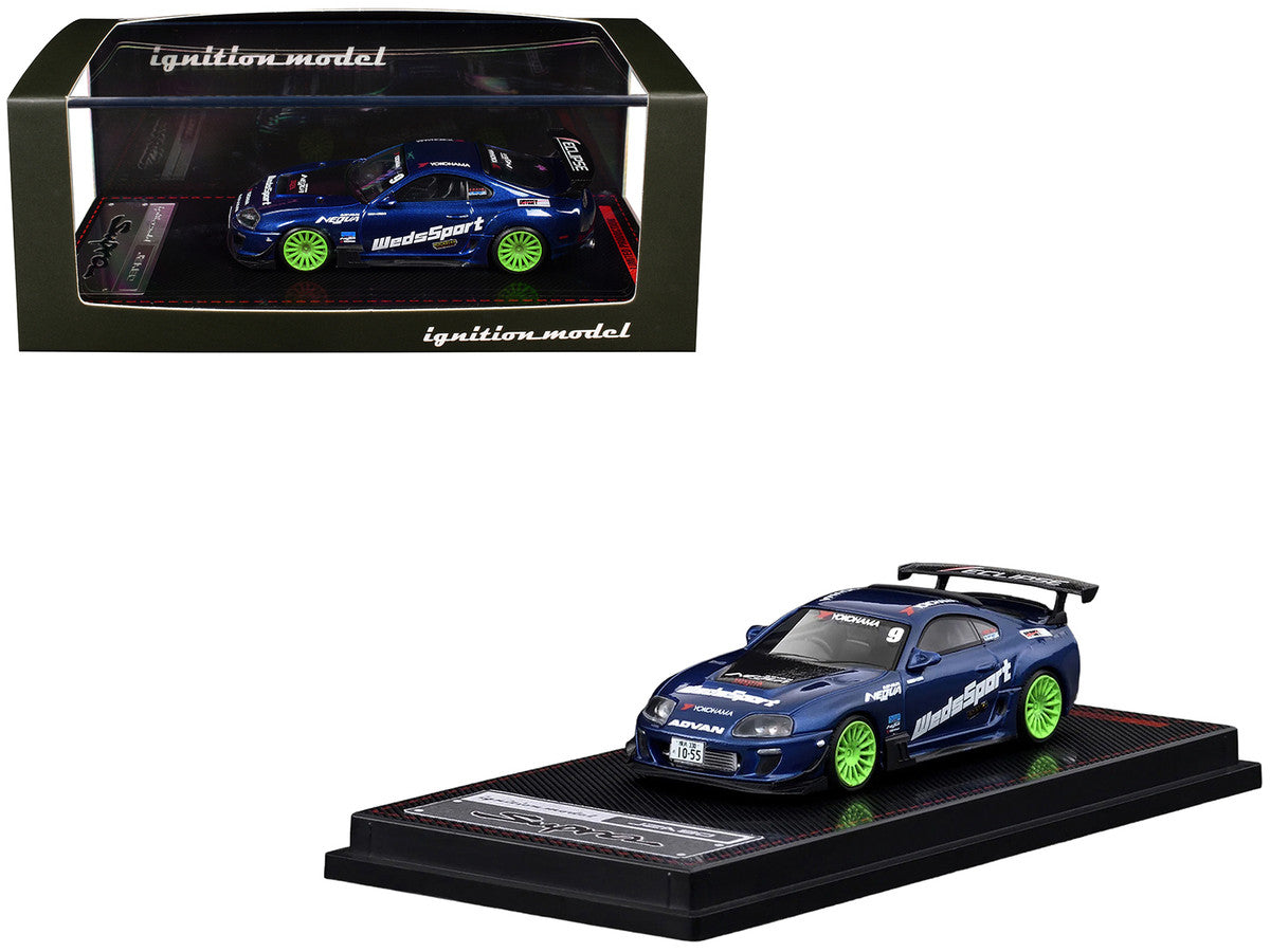 Toyota Supra (JZA80) RZ RHD (Right Hand Drive) #9 "WedsSport" Blue Metallic with Graphics 1/64 Diecast Model Car by Ignition Model by Ignition Model