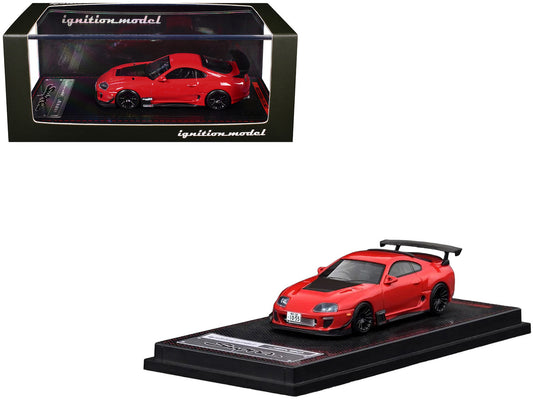Toyota Supra (JZA80) RZ RHD (Right Hand Drive) Red with Carbon Hood 1/64 Diecast Model Car by Ignition Model by Ignition Model