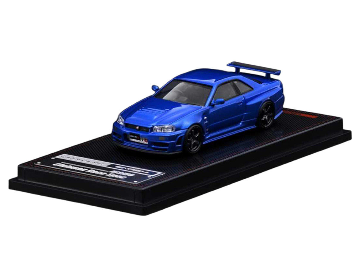 Nissan Skyline GT-R (BNR34) Nismo RHD (Right Hand Drive) Blue Metallic 1/64 Diecast Model Car by Ignition Model-1