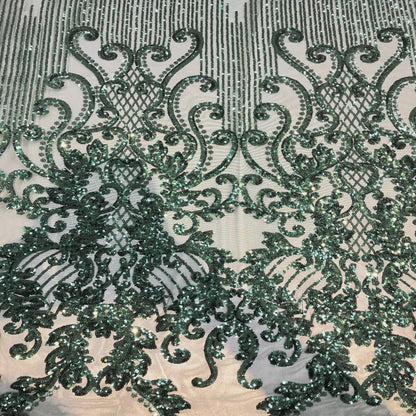 Alta Striped Damask Stretch Sequins Fabric