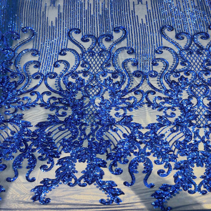 Alta Striped Damask Stretch Sequins Fabric