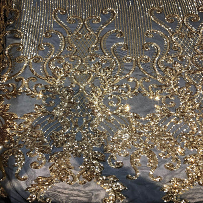Alta Striped Damask Stretch Sequins Fabric