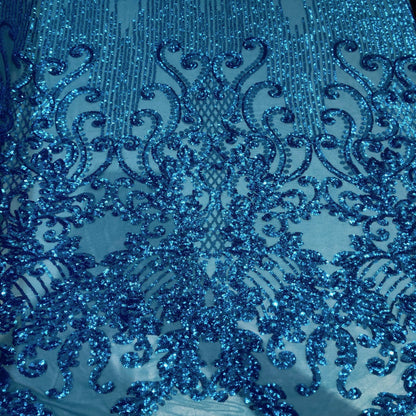 Alta Striped Damask Stretch Sequins Fabric
