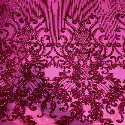 Alta Striped Damask Stretch Sequins Fabric