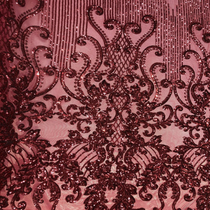 Alta Striped Damask Stretch Sequins Fabric