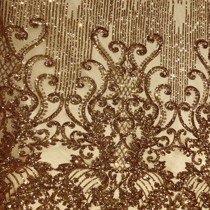 Alta Striped Damask Stretch Sequins Fabric
