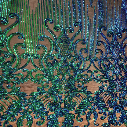 Alta Striped Damask Stretch Sequins Fabric