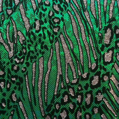 Cheetah Flocking Glitters 4-Way Nylon Stretch Fabric | Spandex Palace