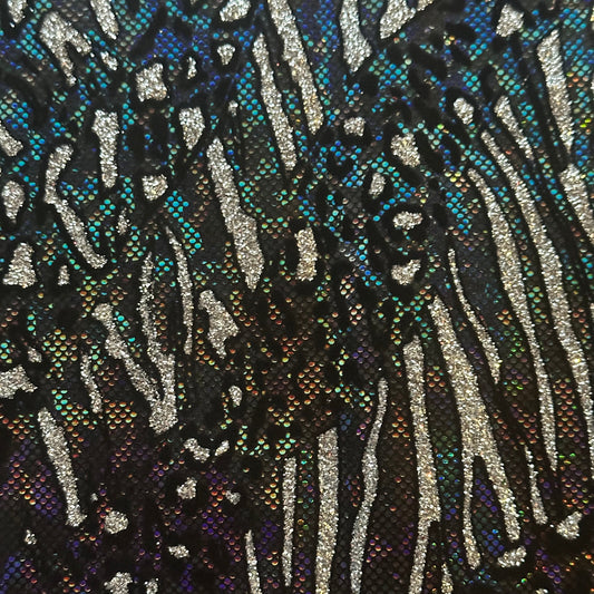 Cheetah Flocking Glitters 4-Way Nylon Stretch Fabric | Spandex Palace