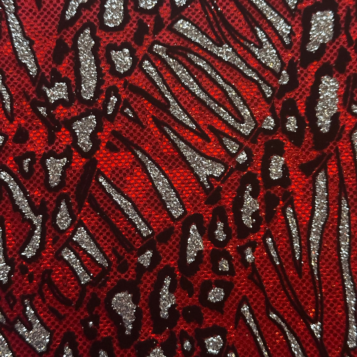 Cheetah Flocking Glitters 4-Way Nylon Stretch Fabric | Spandex Palace
