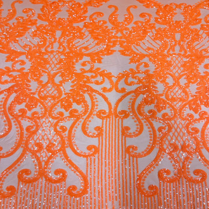 Alta Striped Damask Stretch Sequins Fabric