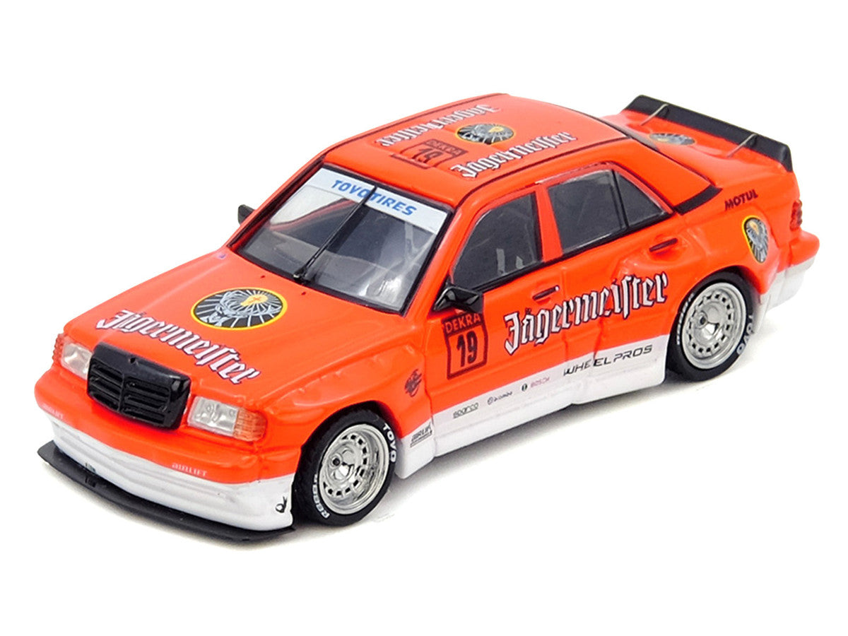 Pandem Rocket Bunny 190E #19 "Jagermeister" Orange and White 1/64 Diecast Model Car by Inno Models by Inno Models