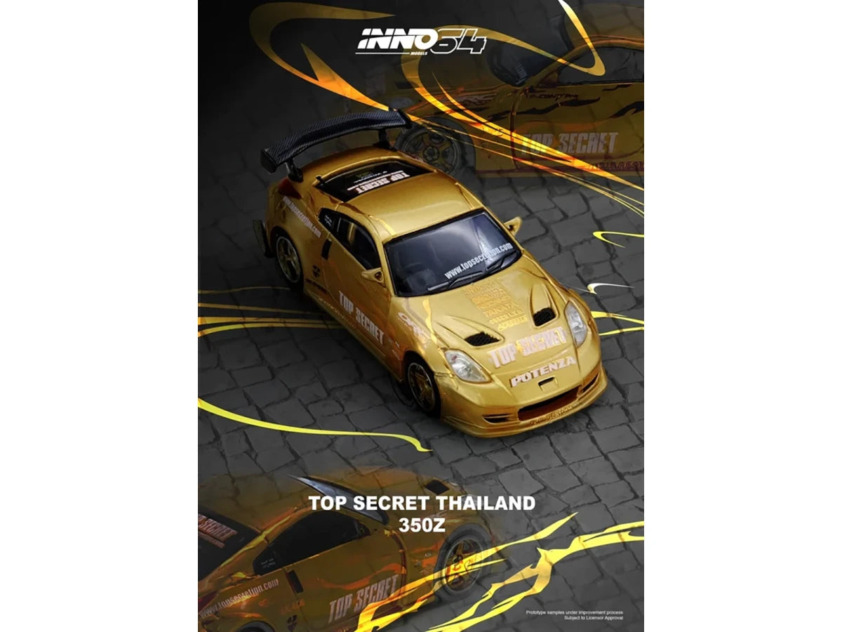 Nissan "Top Secret Thailand" 350Z RHD (Right Hand Drive) Gold Metallic with Graphics 1/64 Diecast Model Car by Inno Models by Inno Models