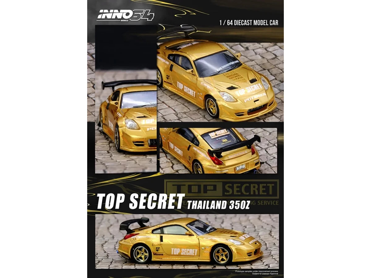 Nissan "Top Secret Thailand" 350Z RHD (Right Hand Drive) Gold Metallic with Graphics 1/64 Diecast Model Car by Inno Models by Inno Models