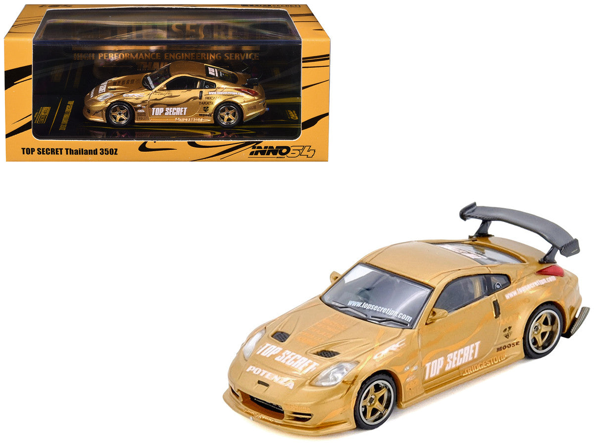 Nissan "Top Secret Thailand" 350Z RHD (Right Hand Drive) Gold Metallic with Graphics 1/64 Diecast Model Car by Inno Models by Inno Models