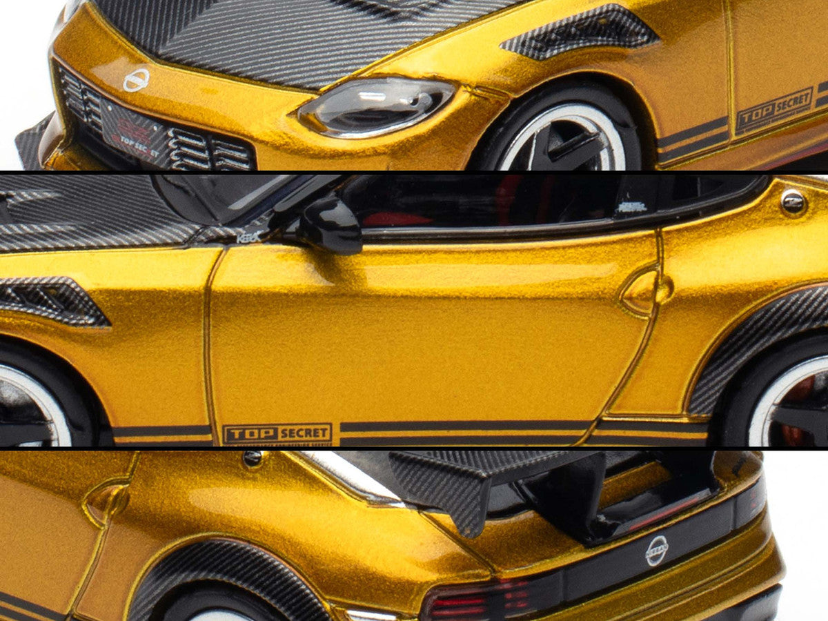 Nissan Fairlady Z Top Secret (RZ34) RHD (Right Hand Drive) Gold Metallic with Carbon Hood and Black Top 1/64 Diecast Model Car by Inno Models by Inno Models
