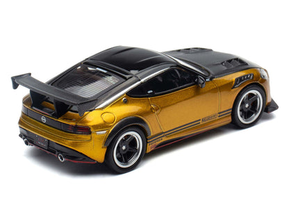 Nissan Fairlady Z Top Secret (RZ34) RHD (Right Hand Drive) Gold Metallic with Carbon Hood and Black Top 1/64 Diecast Model Car by Inno Models by Inno Models