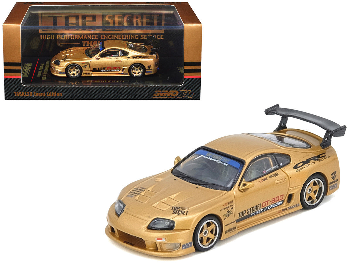 Toyota Supra (A80) "Top Secret Thailand" GT300 RHD (Right Hand Drive) Gold Metallic "Tokyo Auto Salon Kuala Lumpur 2025 Event Exclusive" 1/64 Diecast Model Car by Inno Models by Inno Models