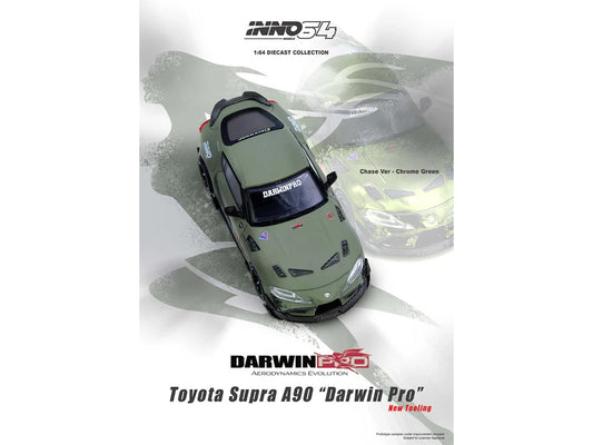 Toyota Supra (A90) "DarwinPro" Matt Green with Carbon Accents 1/64 Diecast Model Car by Inno Models by Inno Models
