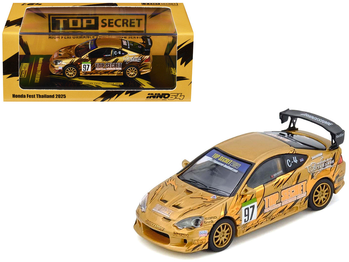 Honda Integra Type R (DC5) RHD (Right Hand Drive) #97 "Top Secret Thailand" Gold Metallic with Graphics "Honda Fest Thailand 2025"1/64 Diecast Model Car by Inno Models by Inno Models