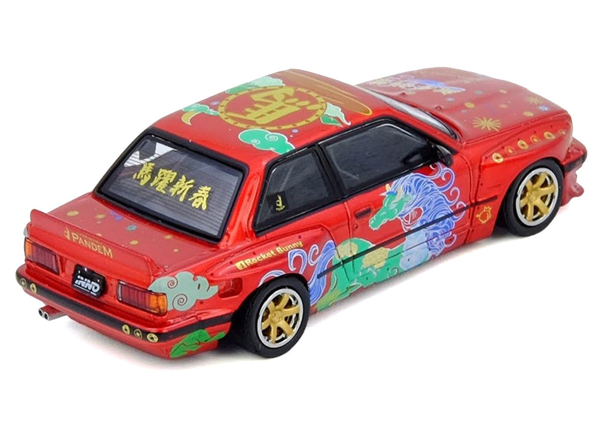 Pandem Rocket Bunny E30 "Year of the Horse - Chinese New Year 2026 Special Edition" Red Metallic with Graphics Limited Edition to 8888 pieces Worldwide 1/64 Diecast Model Car by Inno Models by Inno Models