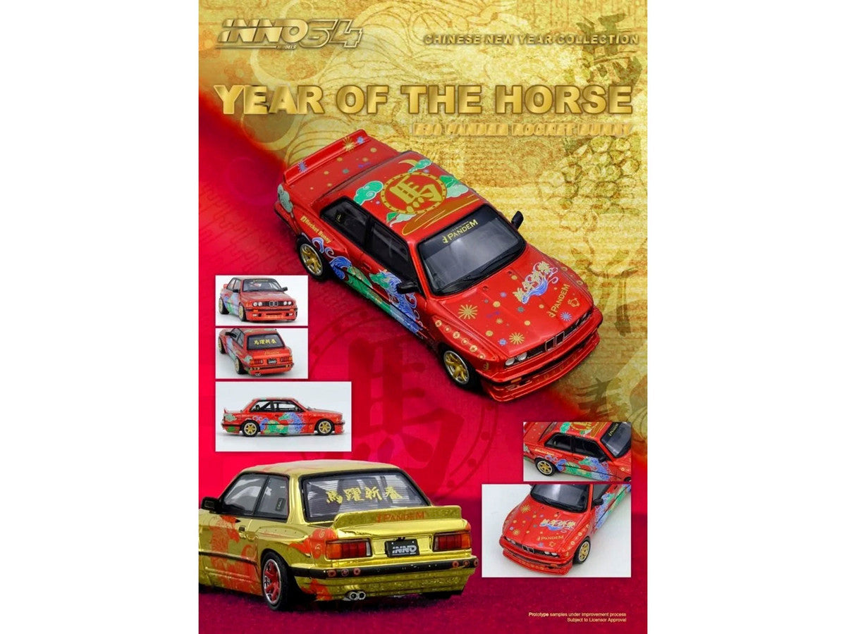 Pandem Rocket Bunny E30 "Year of the Horse - Chinese New Year 2026 Special Edition" Red Metallic with Graphics Limited Edition to 8888 pieces Worldwide 1/64 Diecast Model Car by Inno Models by Inno Models
