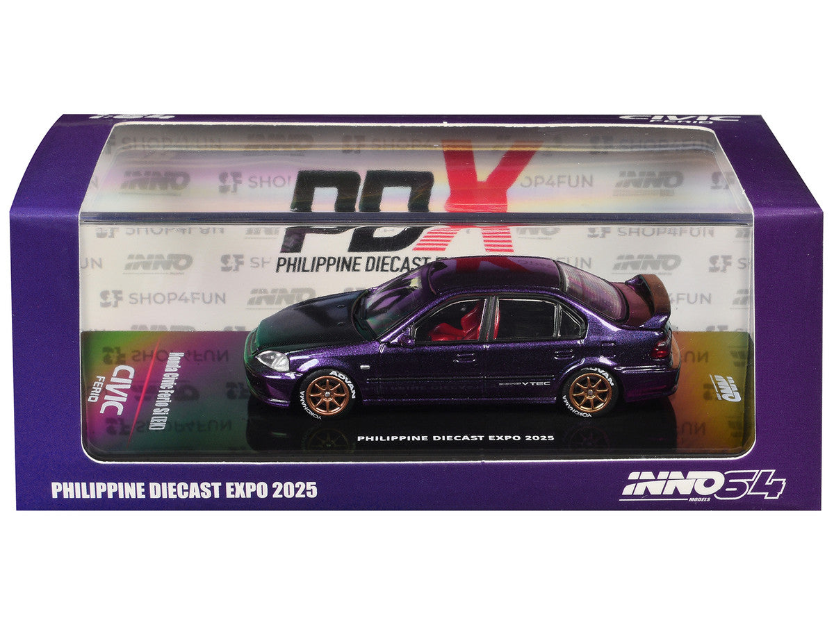 Honda Civic Ferio Si (EK) RHD (Right Hand Drive) Midnight Purple Metallic "Philippine Diecast Expo 2025 Event Edition" 1/64 Diecast Model Car by Inno Models by Inno Models