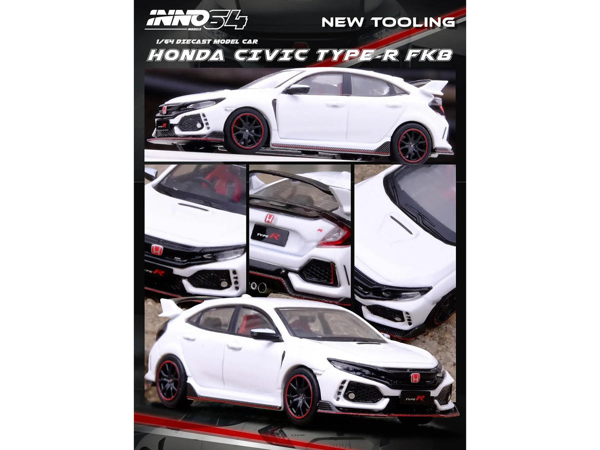 Honda Civic Type R (FK8) RHD (Right Hand Drive) White 1/64 Diecast Model Car by Inno Models by Inno Models