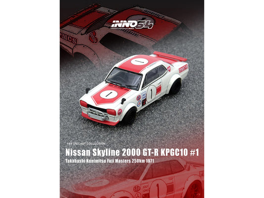 Nissan Skyline 2000 GT-R (KPGC10) #1 RHD (Right Hand Drive) Takahashi Kinimitsu "Fuji Masters 250km" (1971) 1/64 Diecast Model Car by Inno Models by Inno Models