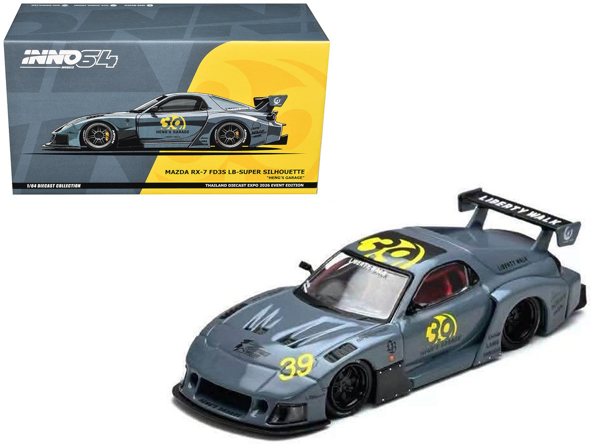 Mazda RX7 (FD3S) LB-Super Silhouette RHD (Right Hand Drive) #39 "Heng's Garage" Gray "Thailand Diecast Expo 2026 Event Edition" 1/64 Diecast Model Car by Inno Models by Inno Models