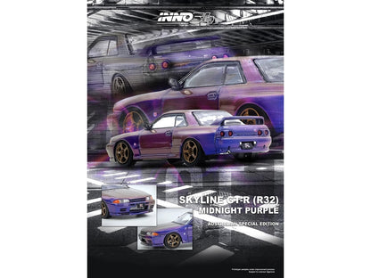 Nissan Skyline GT-R (R32) RHD (Right Hand Drive) Midnight Purple Metallic "Australian Special Edition" 1/64 Diecast Model Car by Inno Models by Inno Models