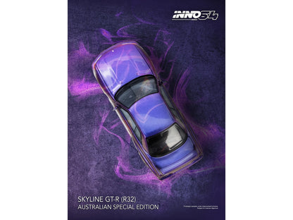 Nissan Skyline GT-R (R32) RHD (Right Hand Drive) Midnight Purple Metallic "Australian Special Edition" 1/64 Diecast Model Car by Inno Models by Inno Models