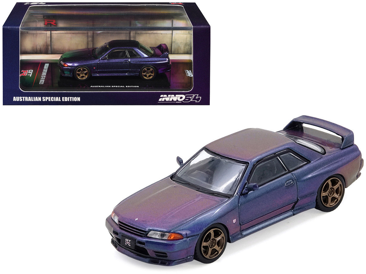 Nissan Skyline GT-R (R32) RHD (Right Hand Drive) Midnight Purple Metallic "Australian Special Edition" 1/64 Diecast Model Car by Inno Models by Inno Models