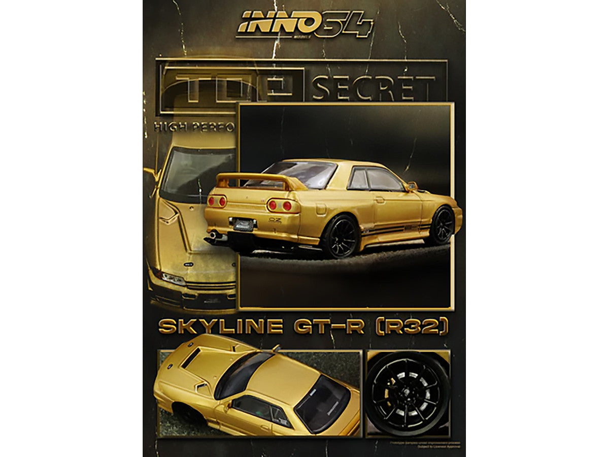 Nissan Skyline "Top Secret" BNR32 GT-R (650R) RHD (Right Hand Drive) Gold Metallic 1/64 Diecast Model Car by Inno Models by Inno Models