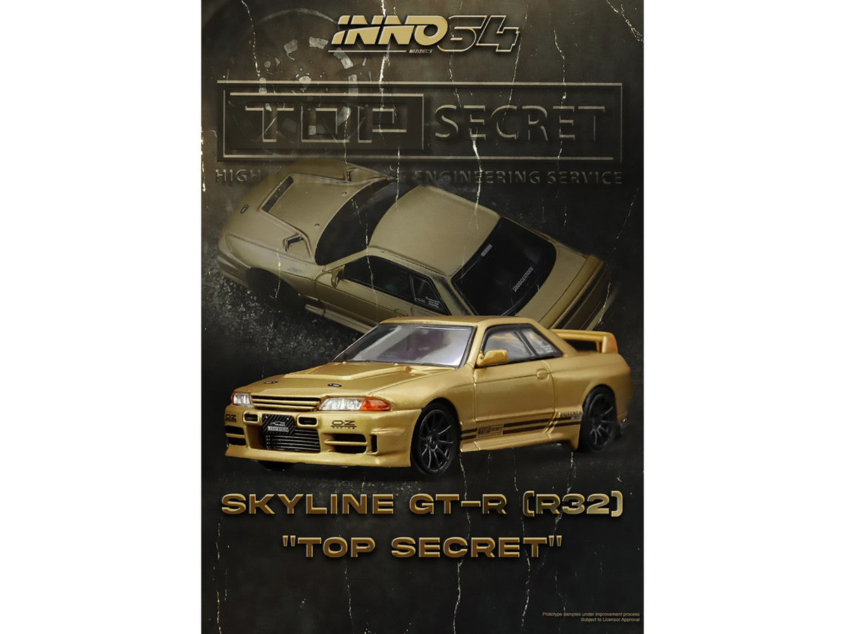 Nissan Skyline "Top Secret" BNR32 GT-R (650R) RHD (Right Hand Drive) Gold Metallic 1/64 Diecast Model Car by Inno Models by Inno Models