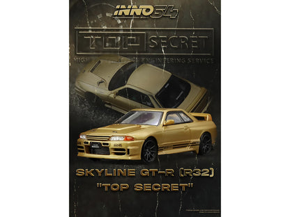 Nissan Skyline "Top Secret" BNR32 GT-R (650R) RHD (Right Hand Drive) Gold Metallic 1/64 Diecast Model Car by Inno Models by Inno Models