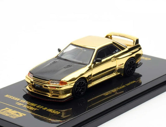 Nissan Skyline GT-R (R32) "Top Secret" RHD (Right Hand Drive) Chrome Gold with Carbon Hood "The Model Car Show Malaysia 2025 Event Edition" 1/64 Diecast Model Car by Inno Models by Inno Models