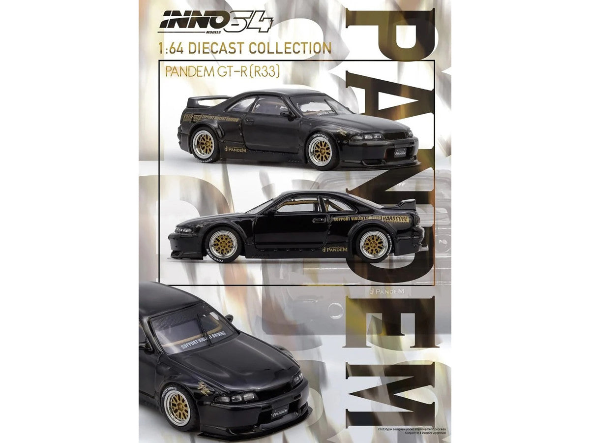 Nissan Skyline GT-R (BCNR33) RHD (Right Hand Drive) "Pandem - Rocket Bunny" Black 1/64 Diecast Model Car by Inno Models by Inno Models