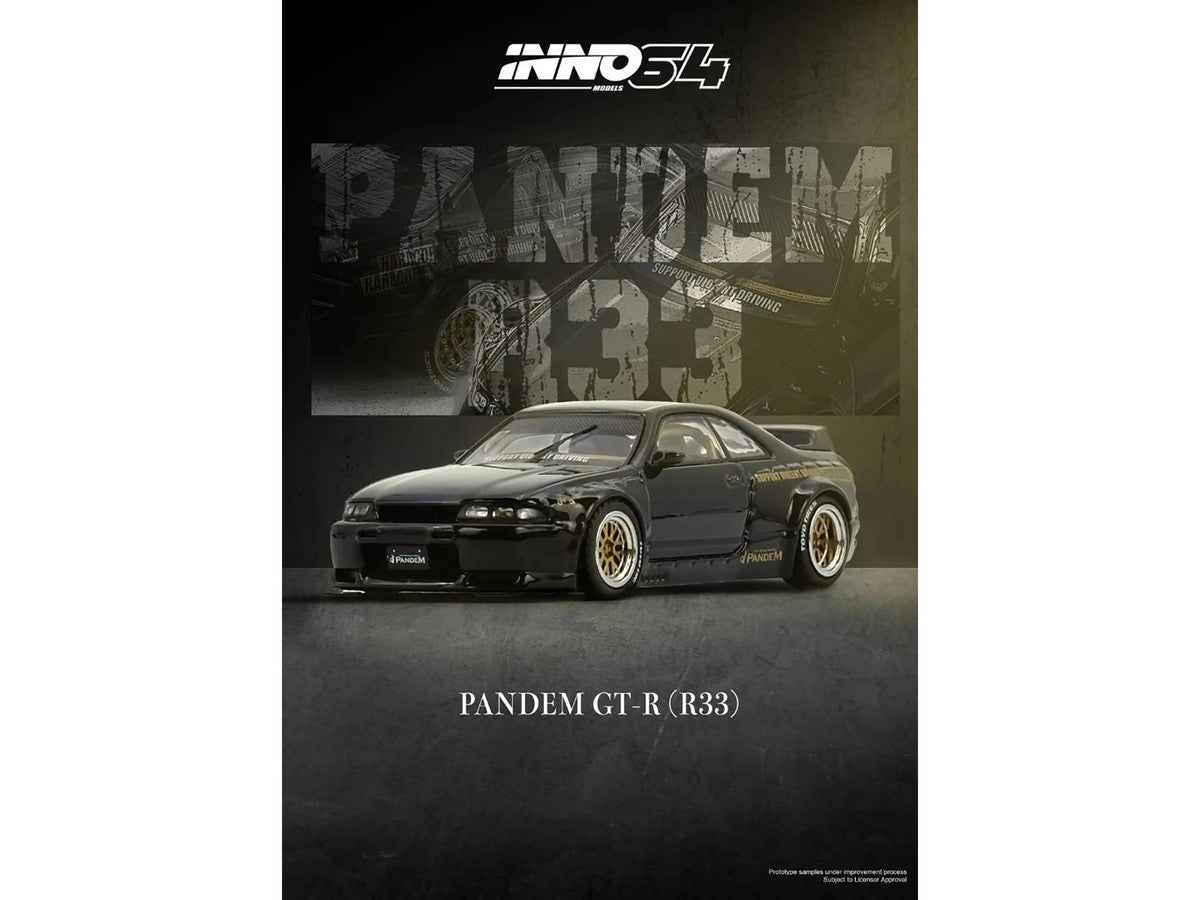 Nissan Skyline GT-R (BCNR33) RHD (Right Hand Drive) "Pandem - Rocket Bunny" Black 1/64 Diecast Model Car by Inno Models by Inno Models